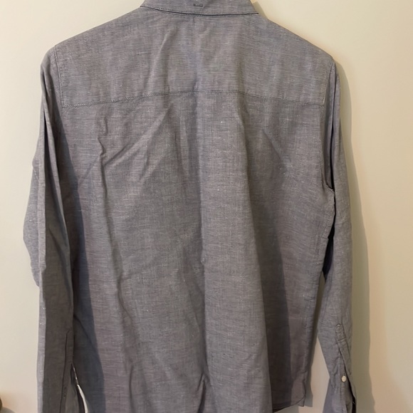 JCrew blue woven cotton linen blend button down 6 - Picture 3 of 4